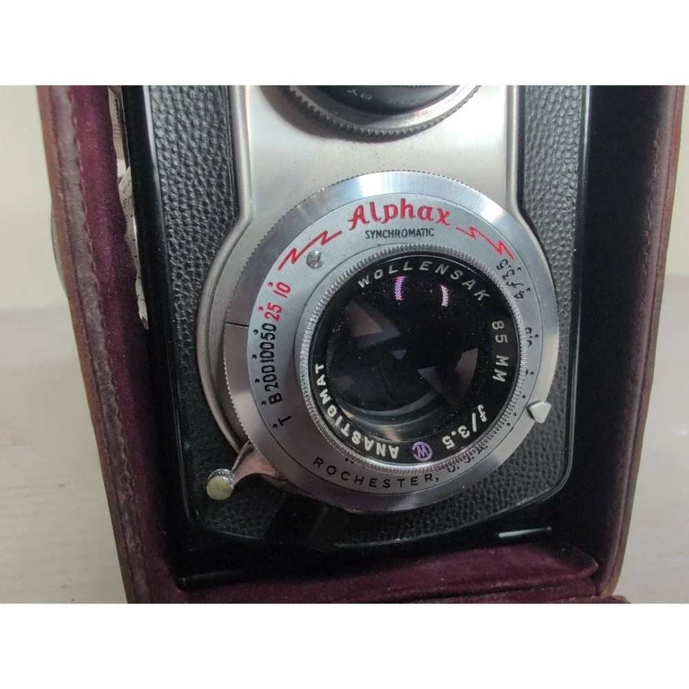 Vintage Graflex Ciro-Flex TLR Camera w/ Wollensak 85mm F3.5 Lens -Alphax W/Case